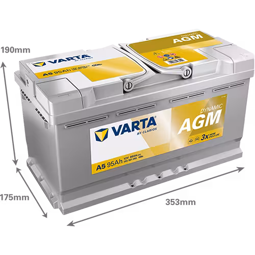 Varta Akü A5 G14 12V 95 Ah Amper 850EN DYNAMIC AGM Start-Stop