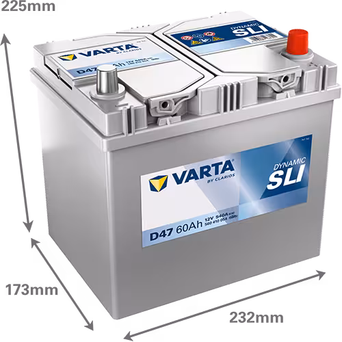 Varta Akü D47 12V 60 Ah Amper 540EN DYNAMIC SLI