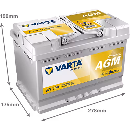 Varta Akü A7 E39 12V 70 Ah Amper 760EN DYNAMIC AGM Start-Stop