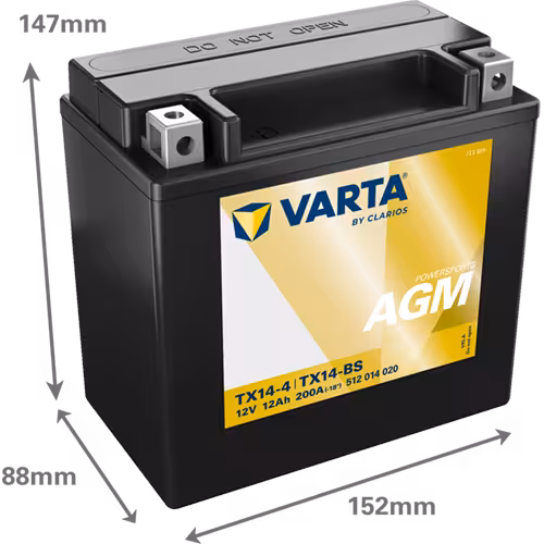 Varta Akü TX 14 BS 12V 12 Ah Amper POWERSPORTS AGM