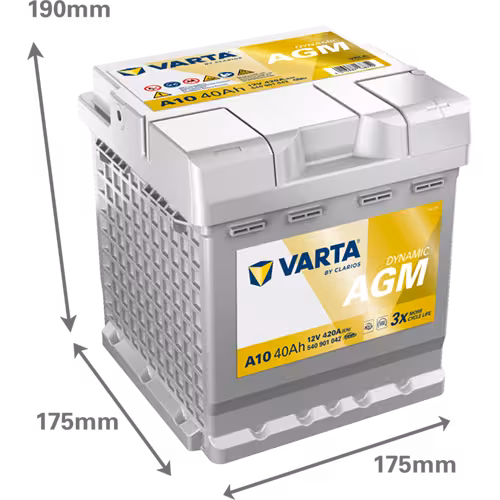 Varta Akü A10 12V 40 Ah Amper 420EN DYNAMIC AGM Start-Stop