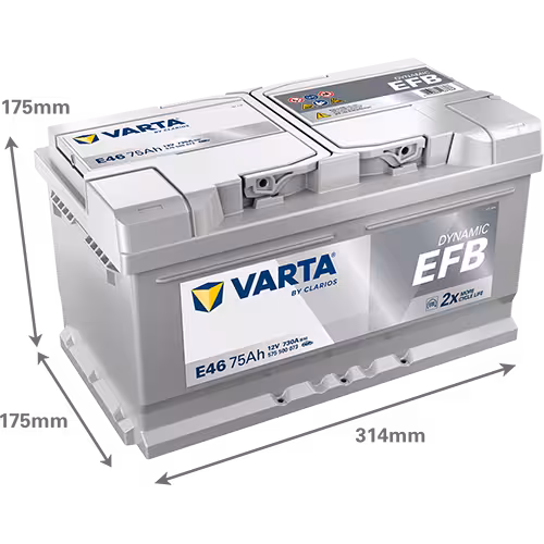 Varta Akü E46 12V 75 Ah Amper 730EN DYNAMIC EFB Start-Stop