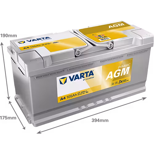 Varta Akü A4 H15 12V 105 Ah Amper 950EN DYNAMIC AGM Start-Stop