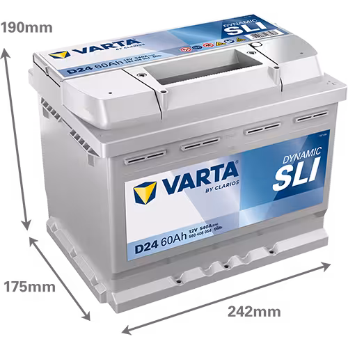 Varta Akü D24 12V 60 Ah Amper 540EN DYNAMIC SLI